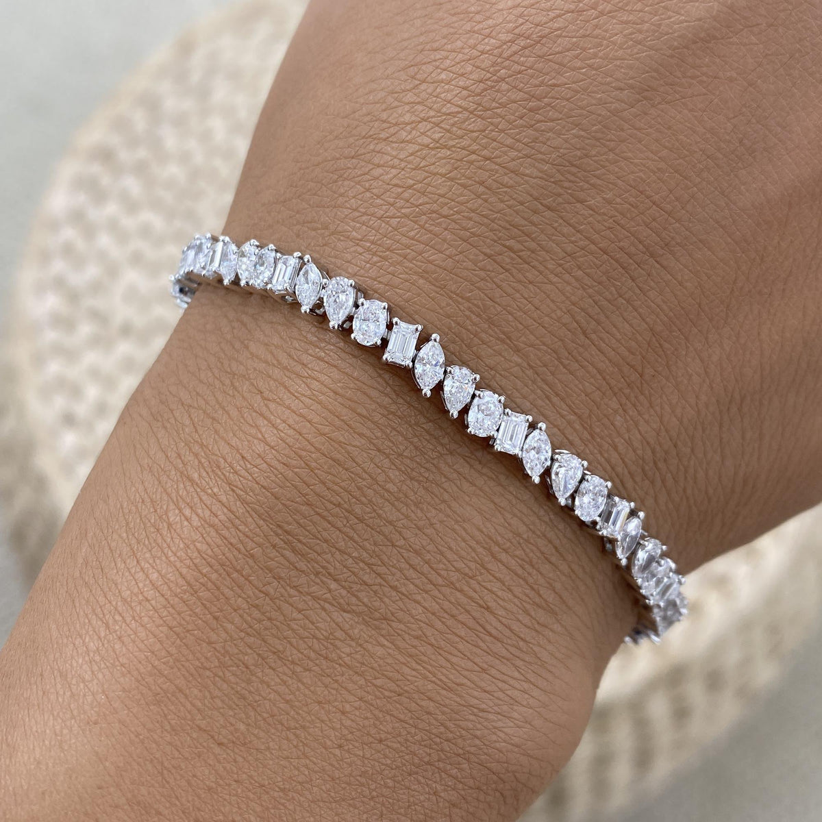 Paige 5.9 Emerald,Oval,Marquise,Pear Lab-Grown Diamond Tennis Bracelet