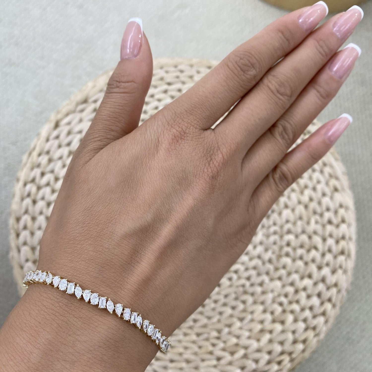 Paige 6.1 Emerald,Oval,Marquise,Pear Lab-Grown Diamond Tennis Bracelet