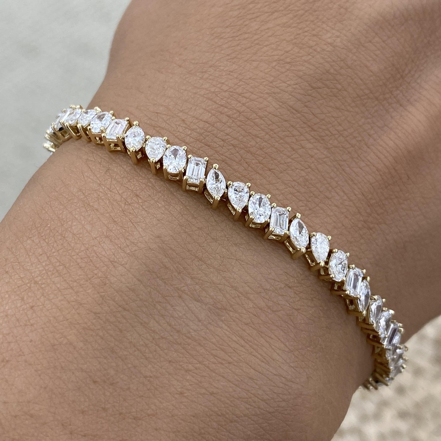 Paige 6.1 Emerald,Oval,Marquise,Pear Lab-Grown Diamond Tennis Bracelet