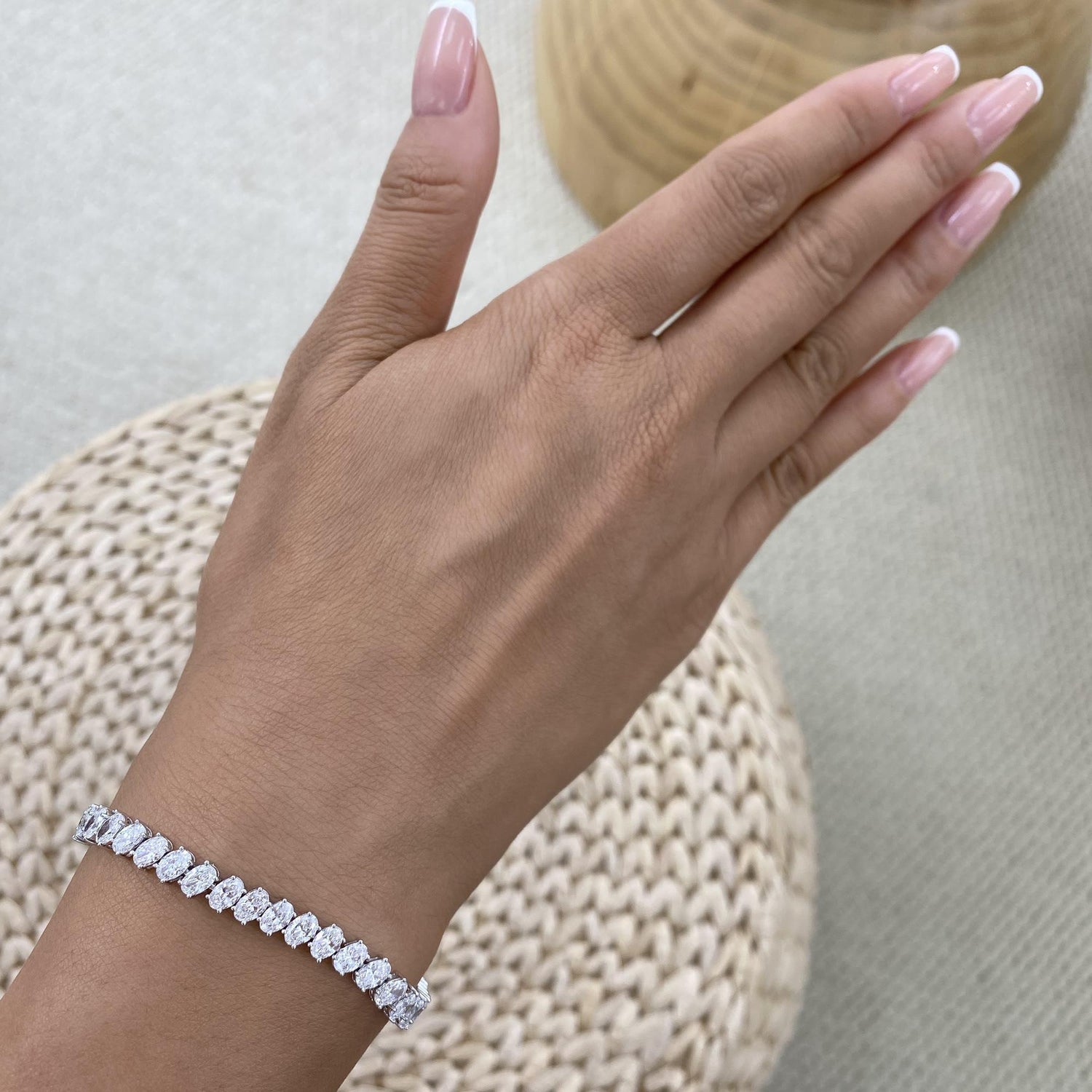 Michelle 8.7 Oval Lab-Grown Diamond Tennis Bracelet