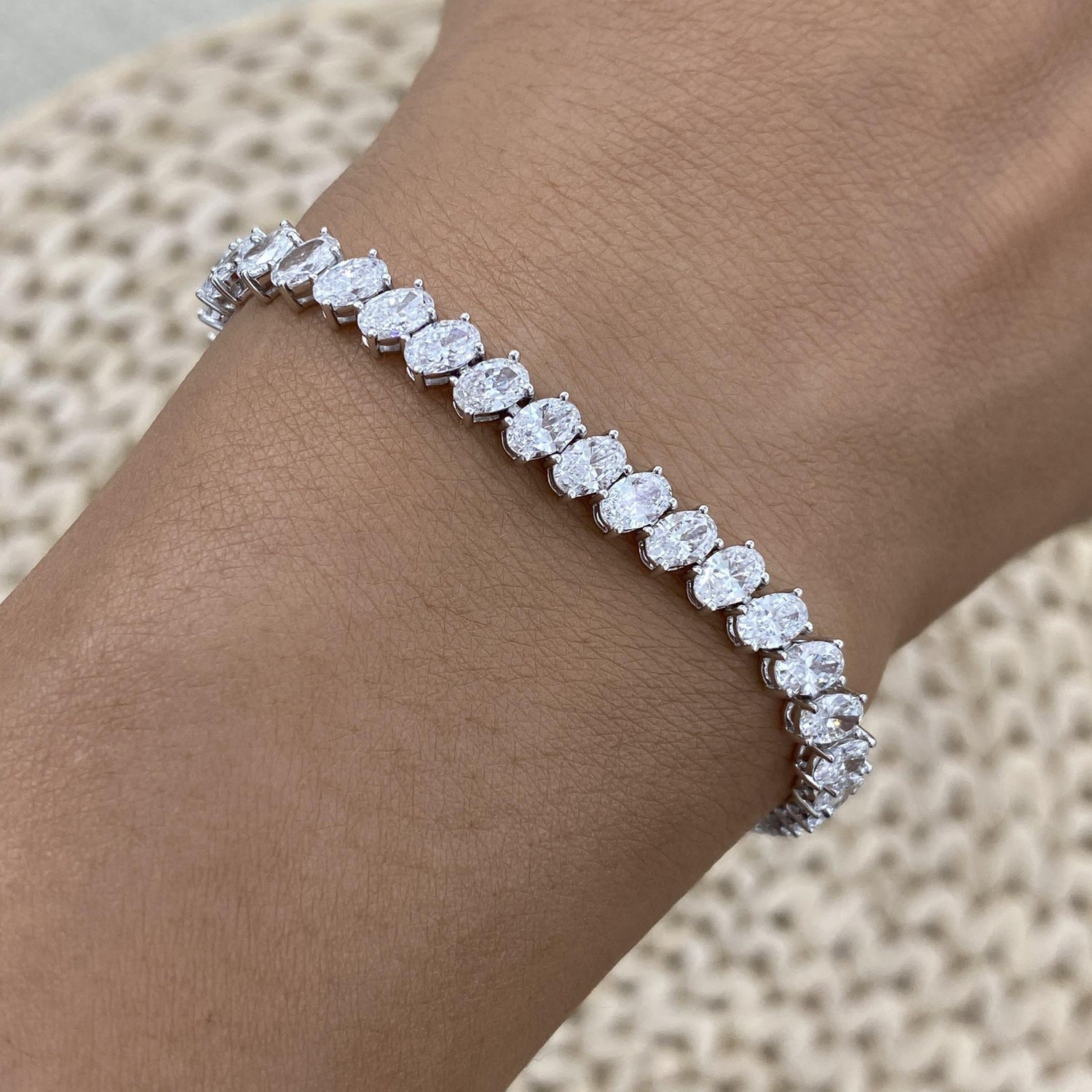 Michelle 8.7 Oval Lab-Grown Diamond Tennis Bracelet