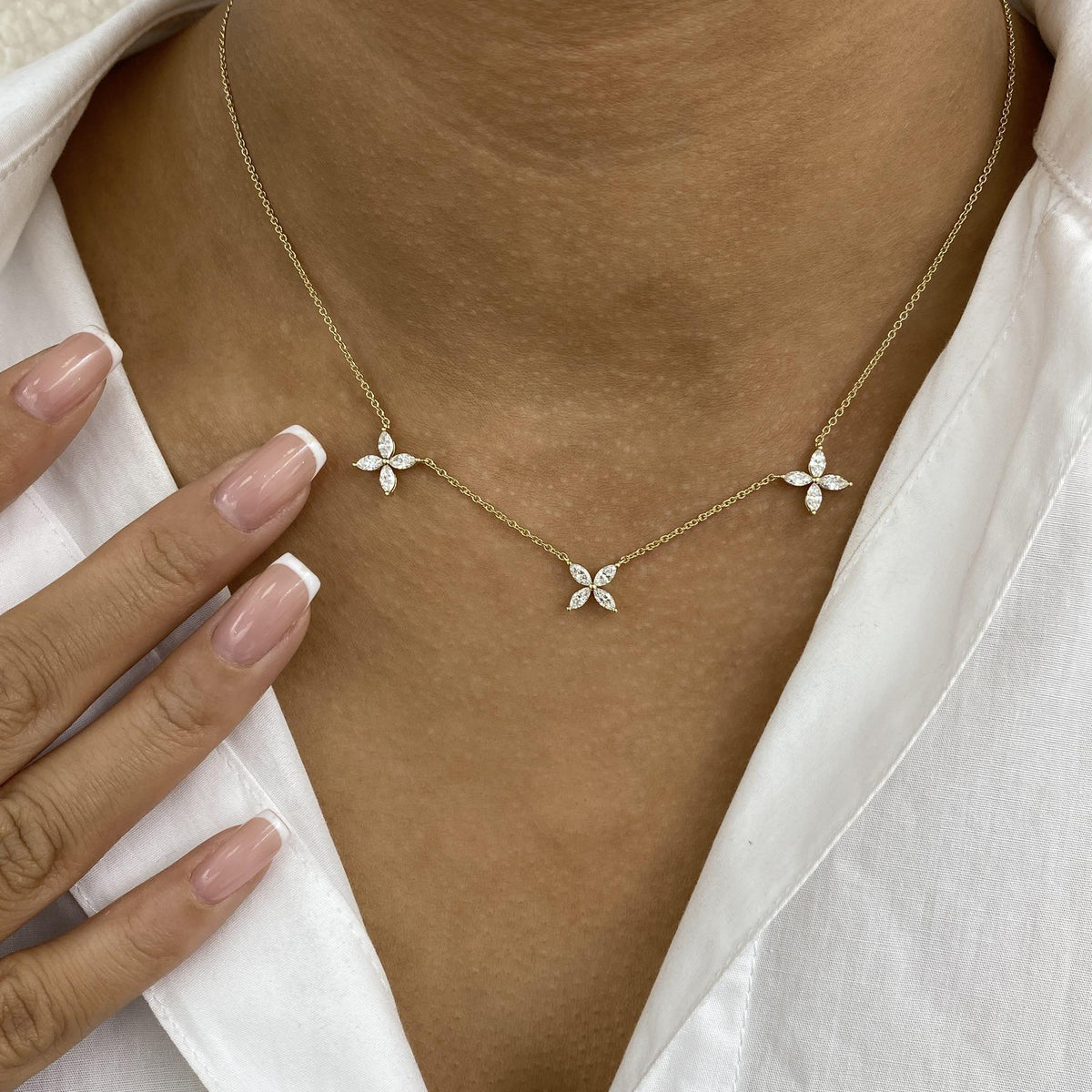 Charlene 0.9 Marquise Lab-Grown Diamond Chain, Station Necklace