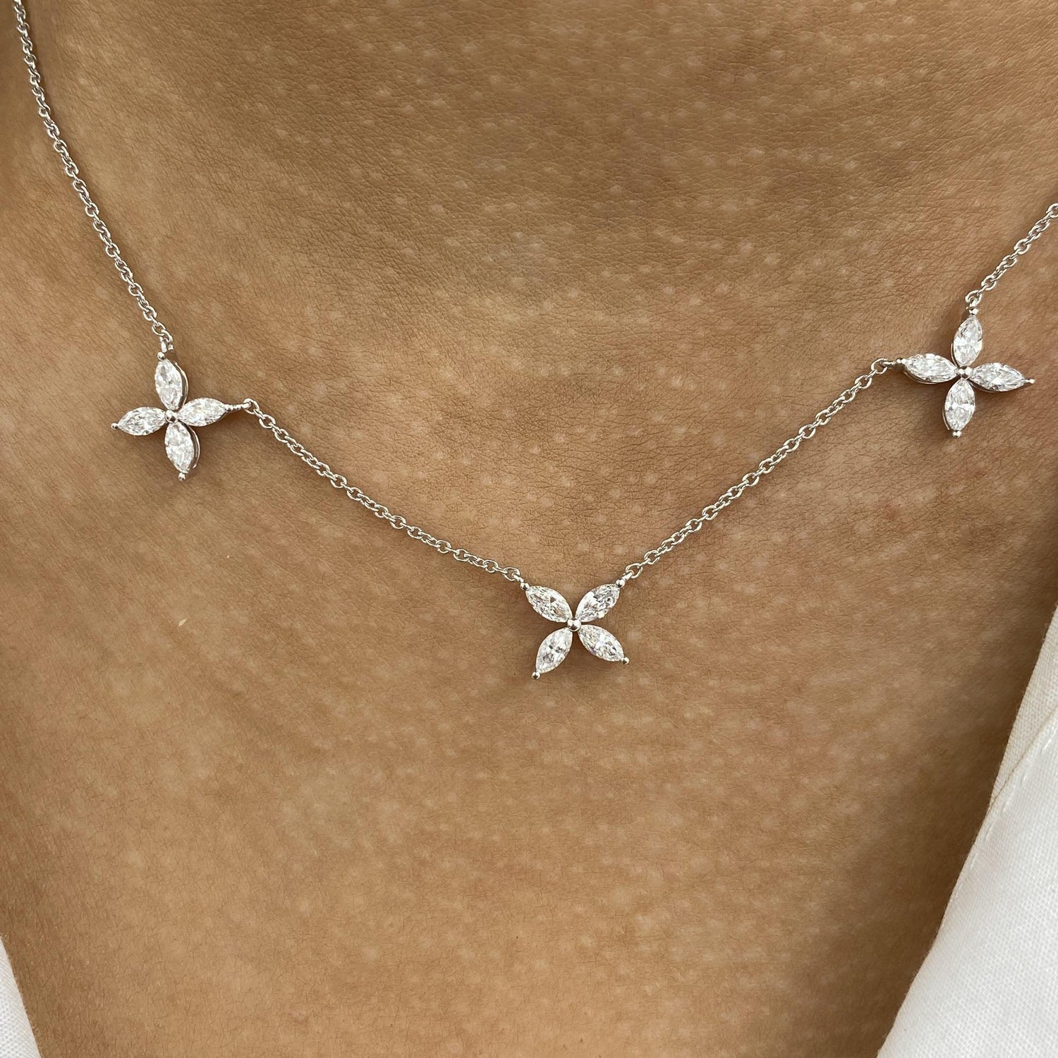 Charlene 0.9 Marquise Lab-Grown Diamond Chain, Station Necklace