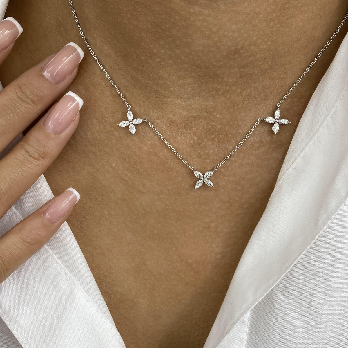 Charlene 0.9 Marquise Lab-Grown Diamond Chain, Station Necklace
