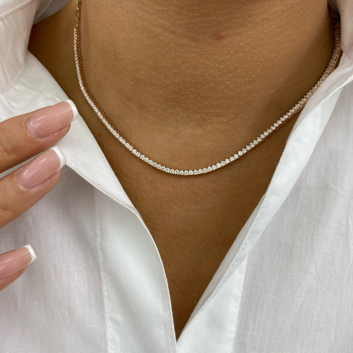 Ellie 2.7 Round Lab-Grown Diamond Tennis, Chain Necklace