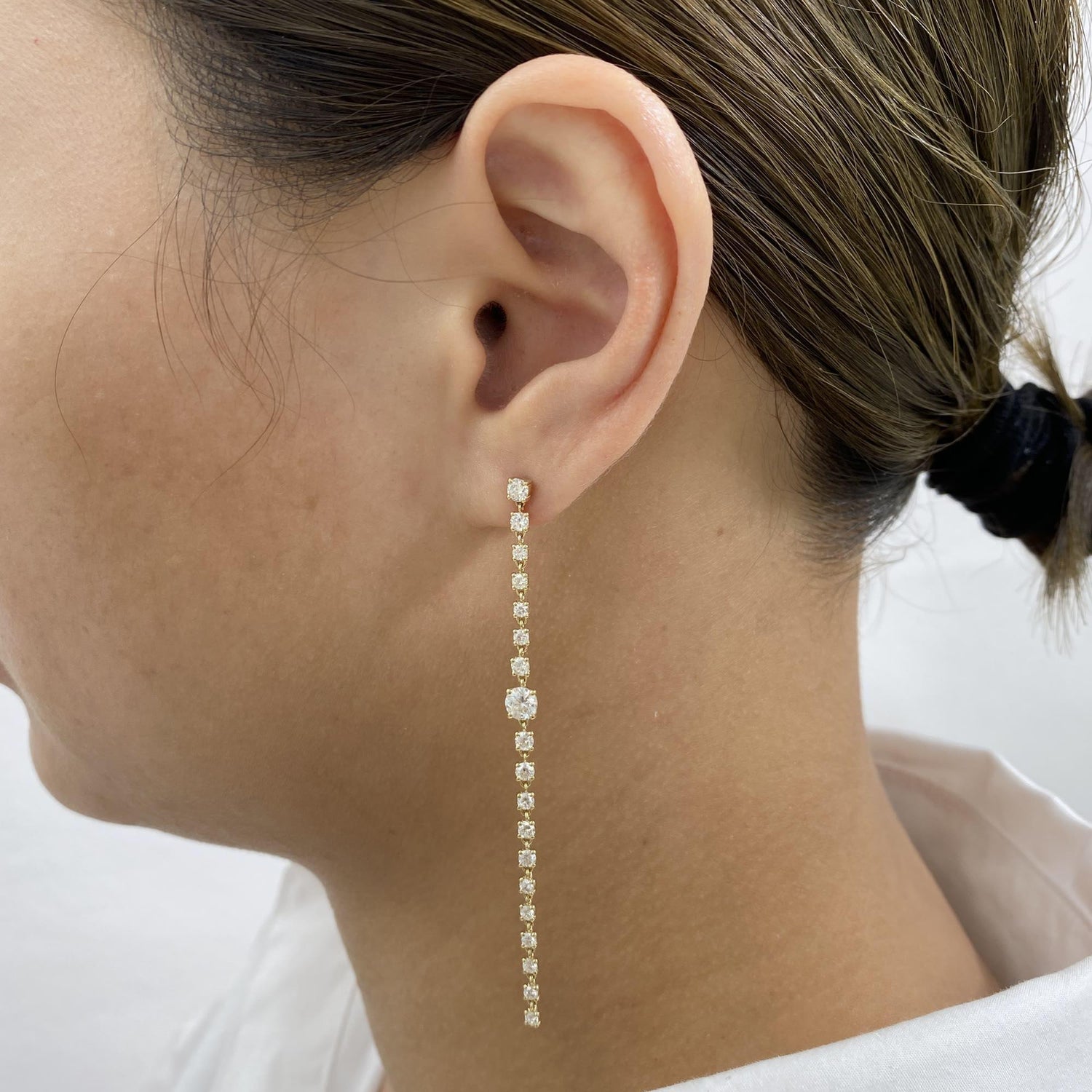 Celine 2.4 Round Lab-Grown Diamond Drop, Chain Earrings