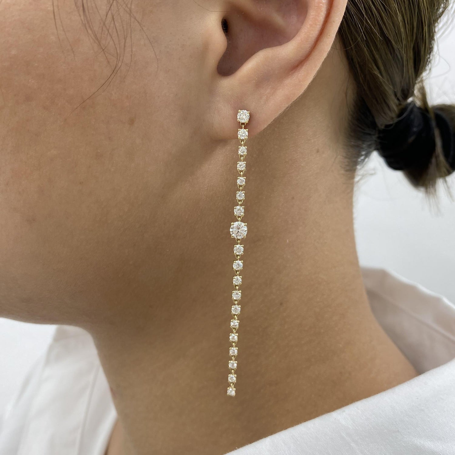 Celine 2.4 Round Lab-Grown Diamond Drop, Chain Earrings