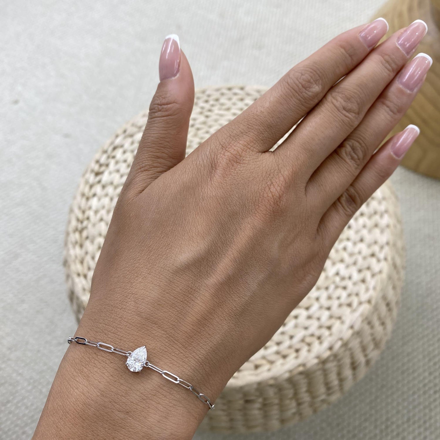 Diana 0.9 Pear Lab-Grown Diamond Solitaire, Chain Bracelet