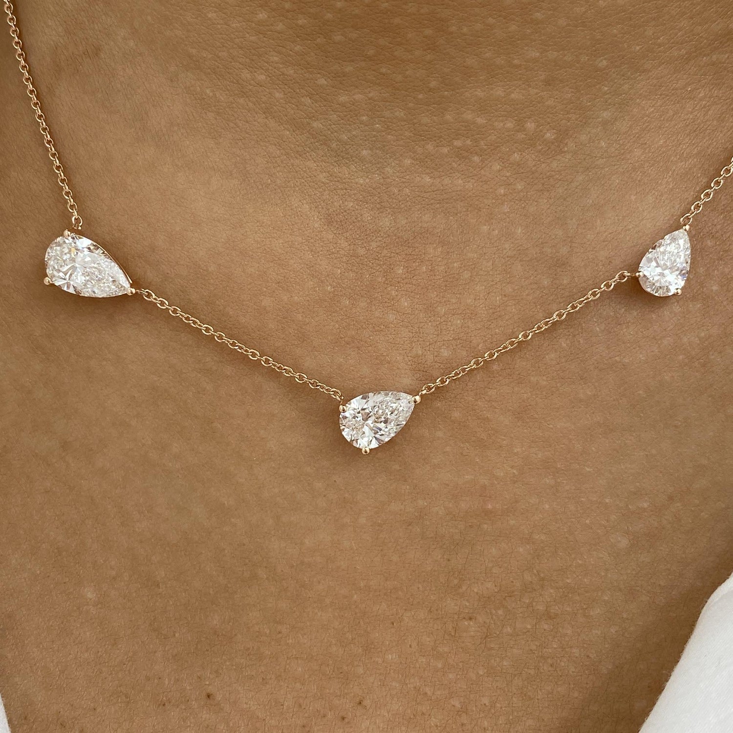 Gabrielle 3.1 Pear Lab-Grown Diamond Chain, Station Necklace