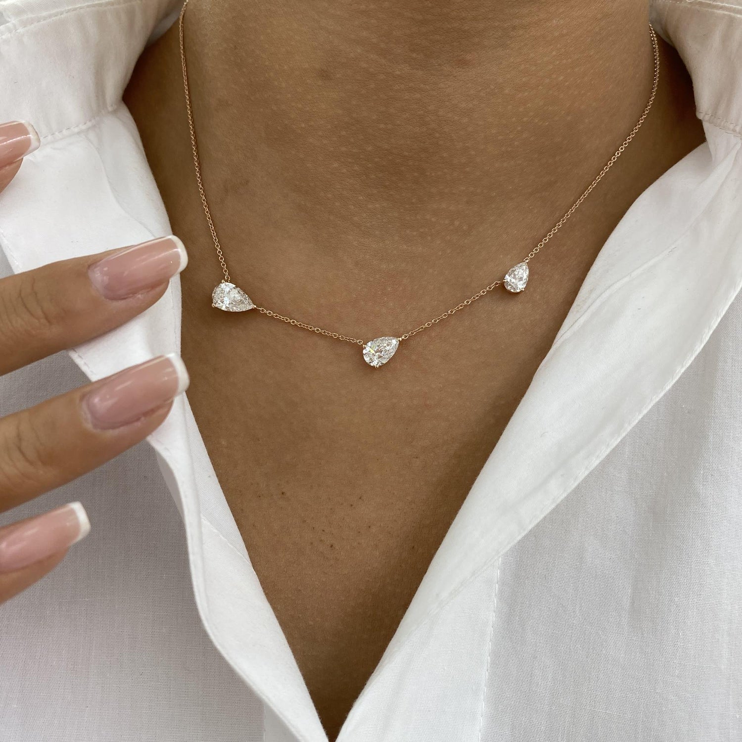 Gabrielle 3.1 Pear Lab-Grown Diamond Chain, Station Necklace