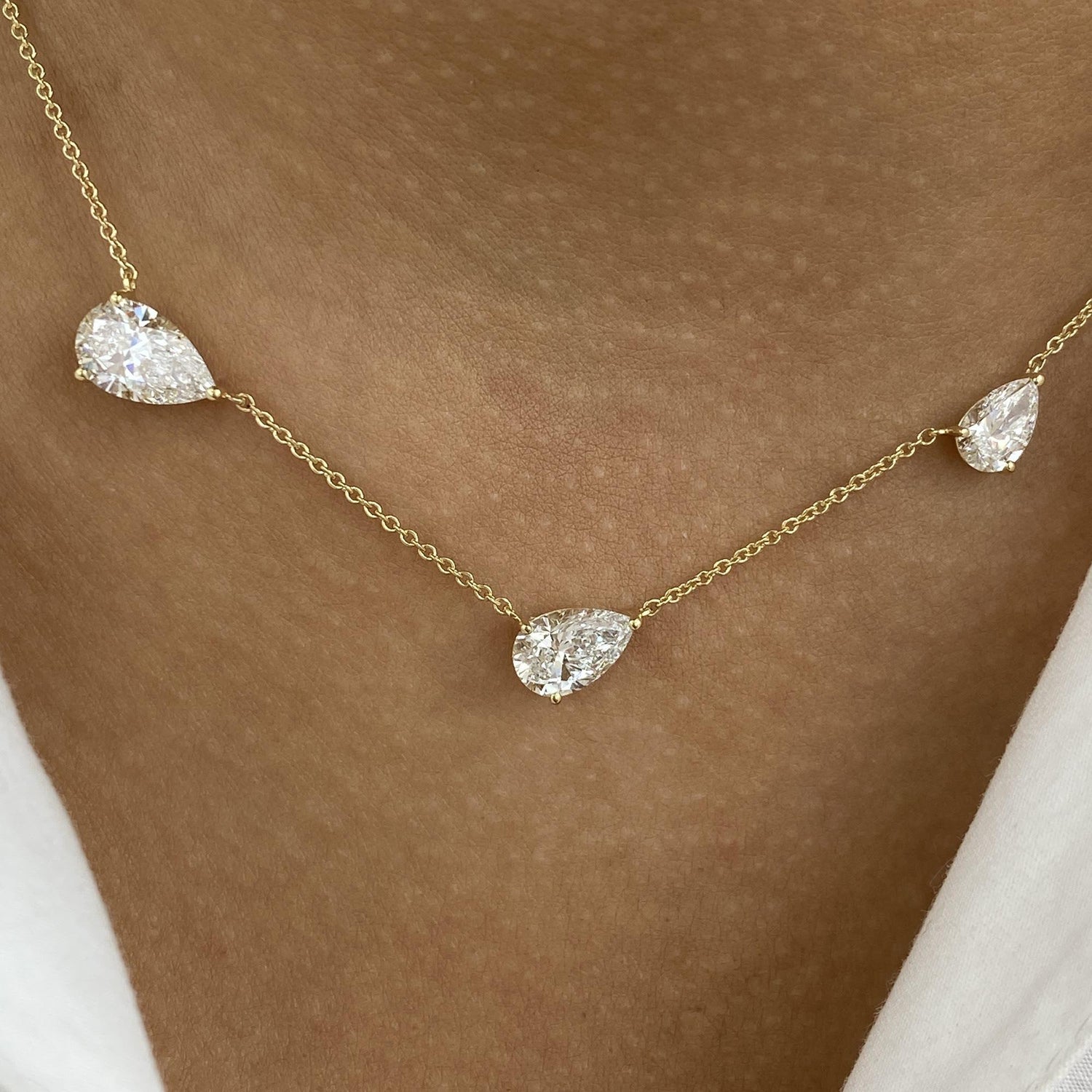 Gabrielle 3.1 Pear Lab-Grown Diamond Chain, Station Necklace