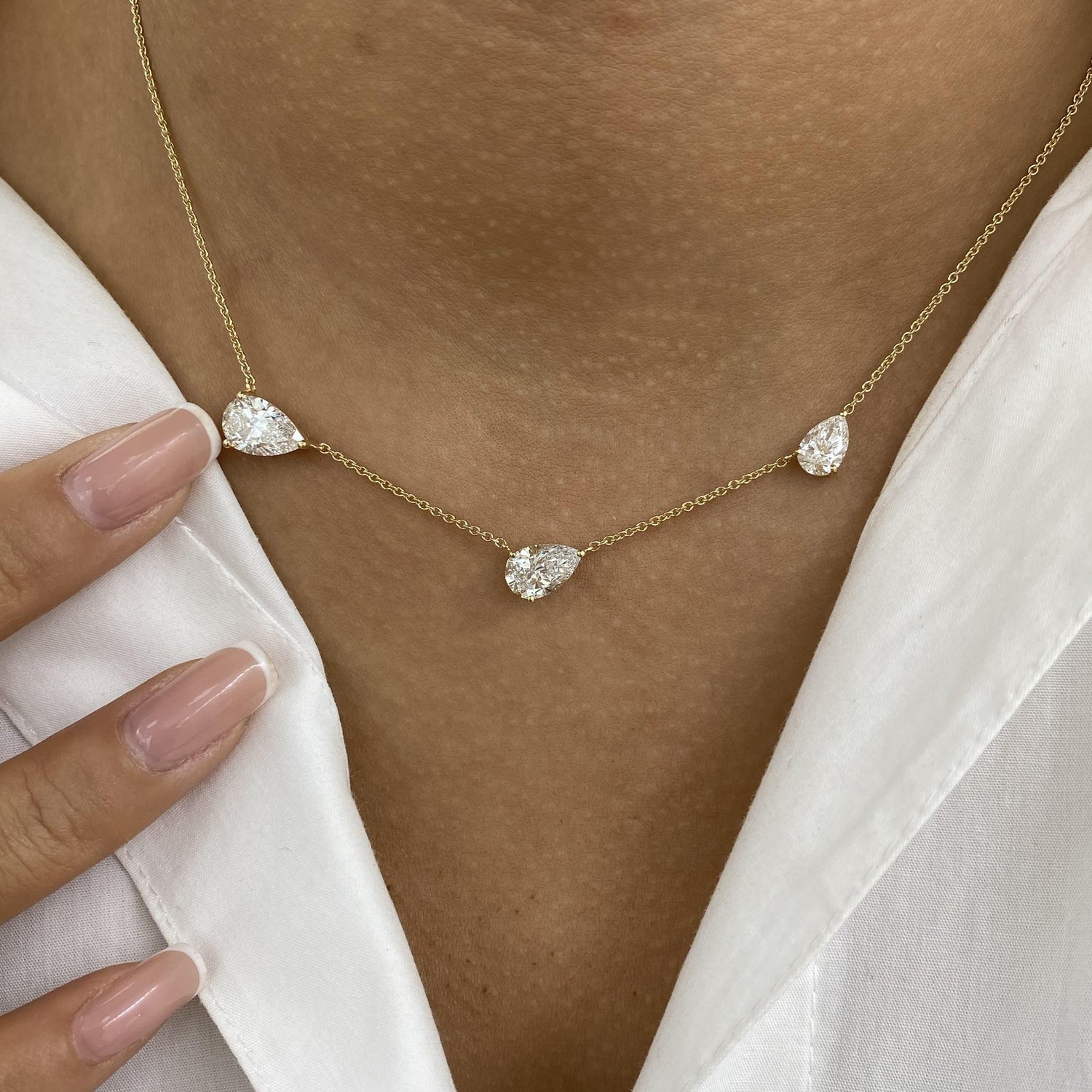 Gabrielle 3.1 Pear Lab-Grown Diamond Chain, Station Necklace