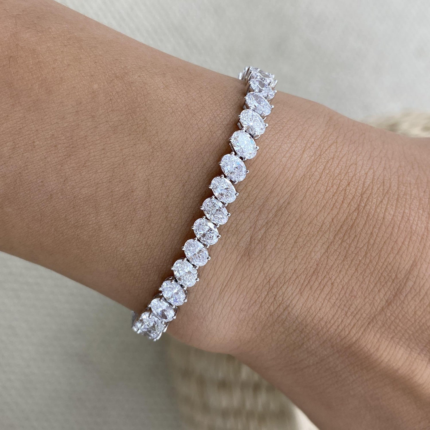 Michelle 10.1 Oval Lab-Grown Diamond Tennis Bracelet