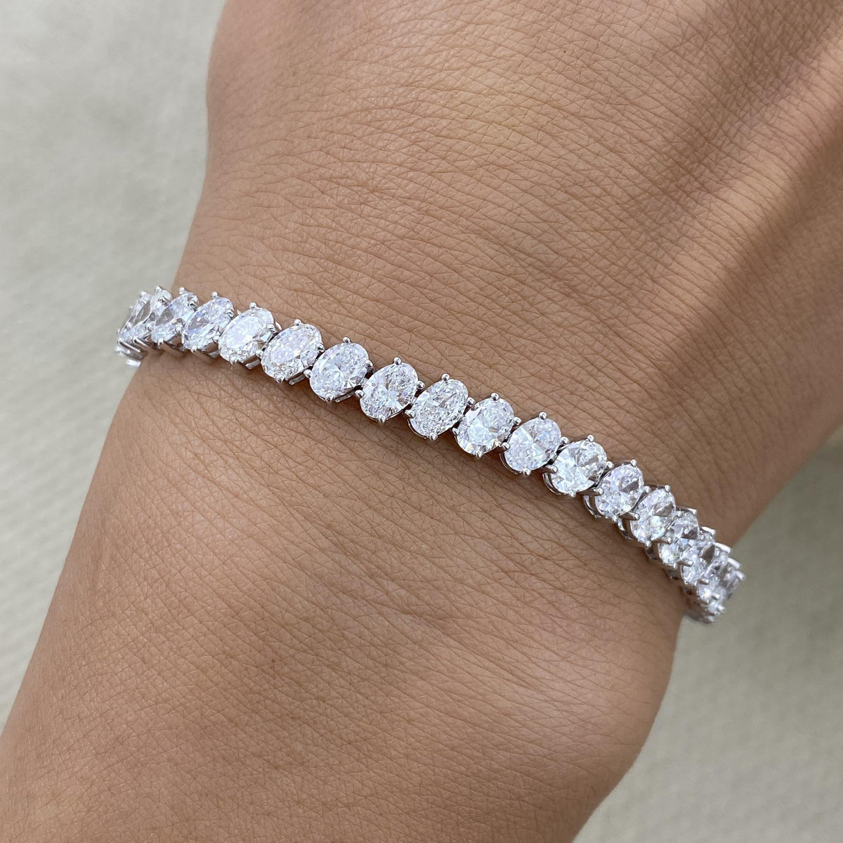 Michelle 10.1 Oval Lab-Grown Diamond Tennis Bracelet