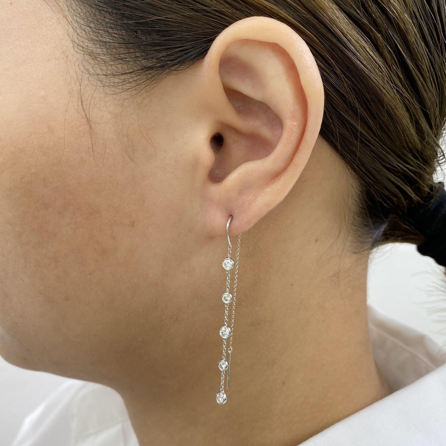 Ainsley 0.8 Round Lab-Grown Diamond Chain, Drop Earrings