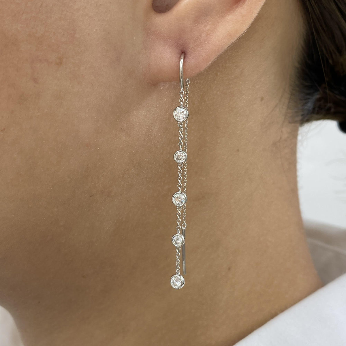 Ainsley 0.8 Round Lab-Grown Diamond Chain, Drop Earrings