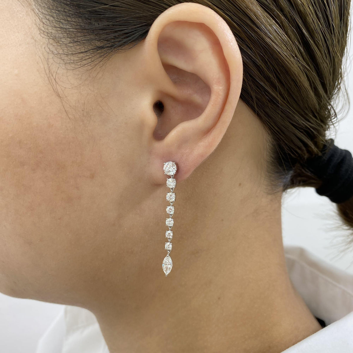 Kelly 2.7 Round Lab-Grown Diamond Drop, Chain Earrings