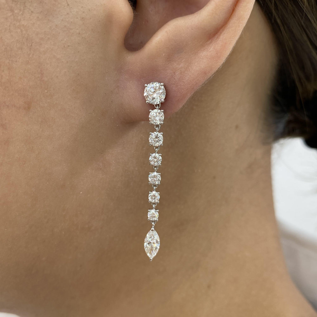 Kelly 2.7 Round Lab-Grown Diamond Drop, Chain Earrings