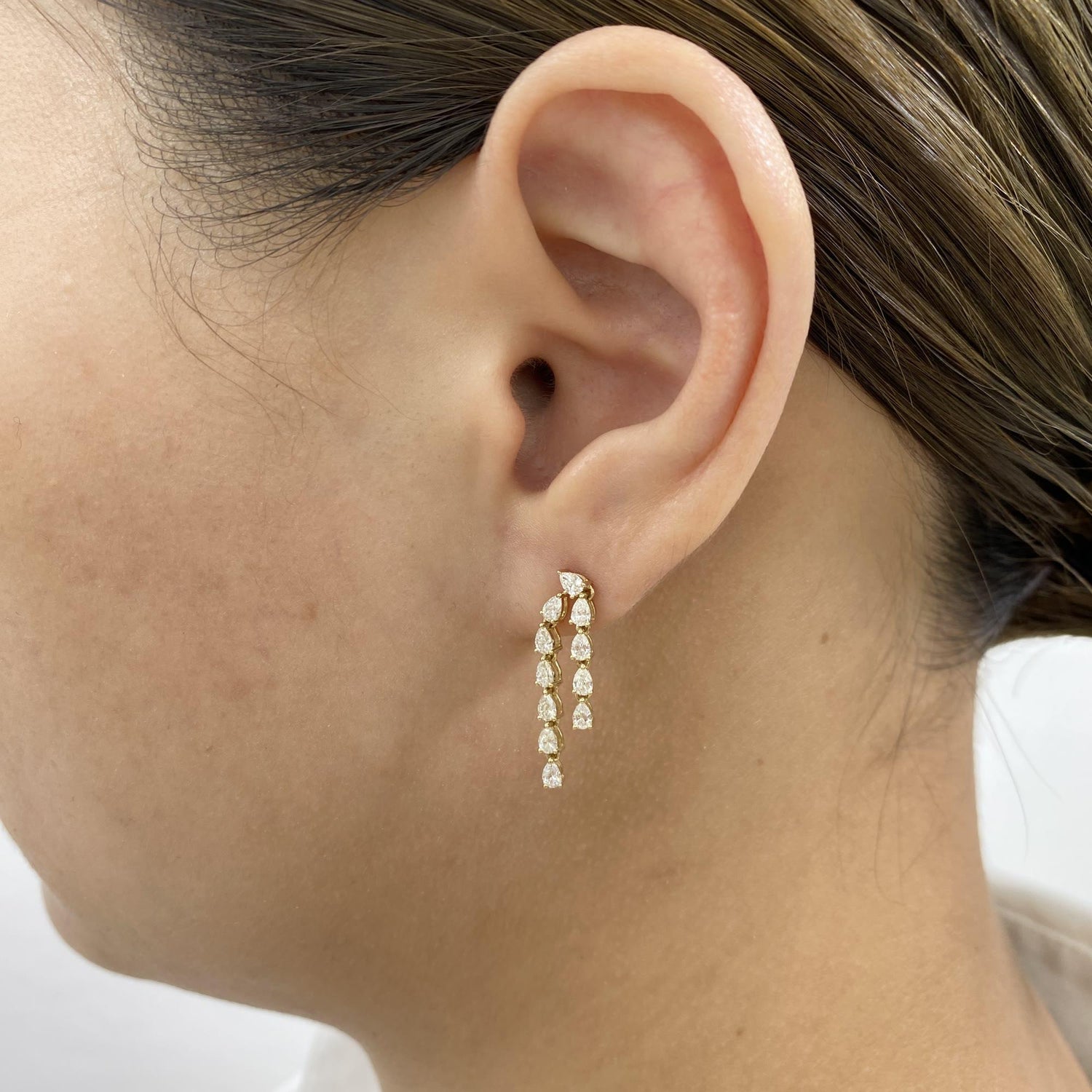 Brynn 1 Pear Lab-Grown Diamond Drop, Chain Earrings