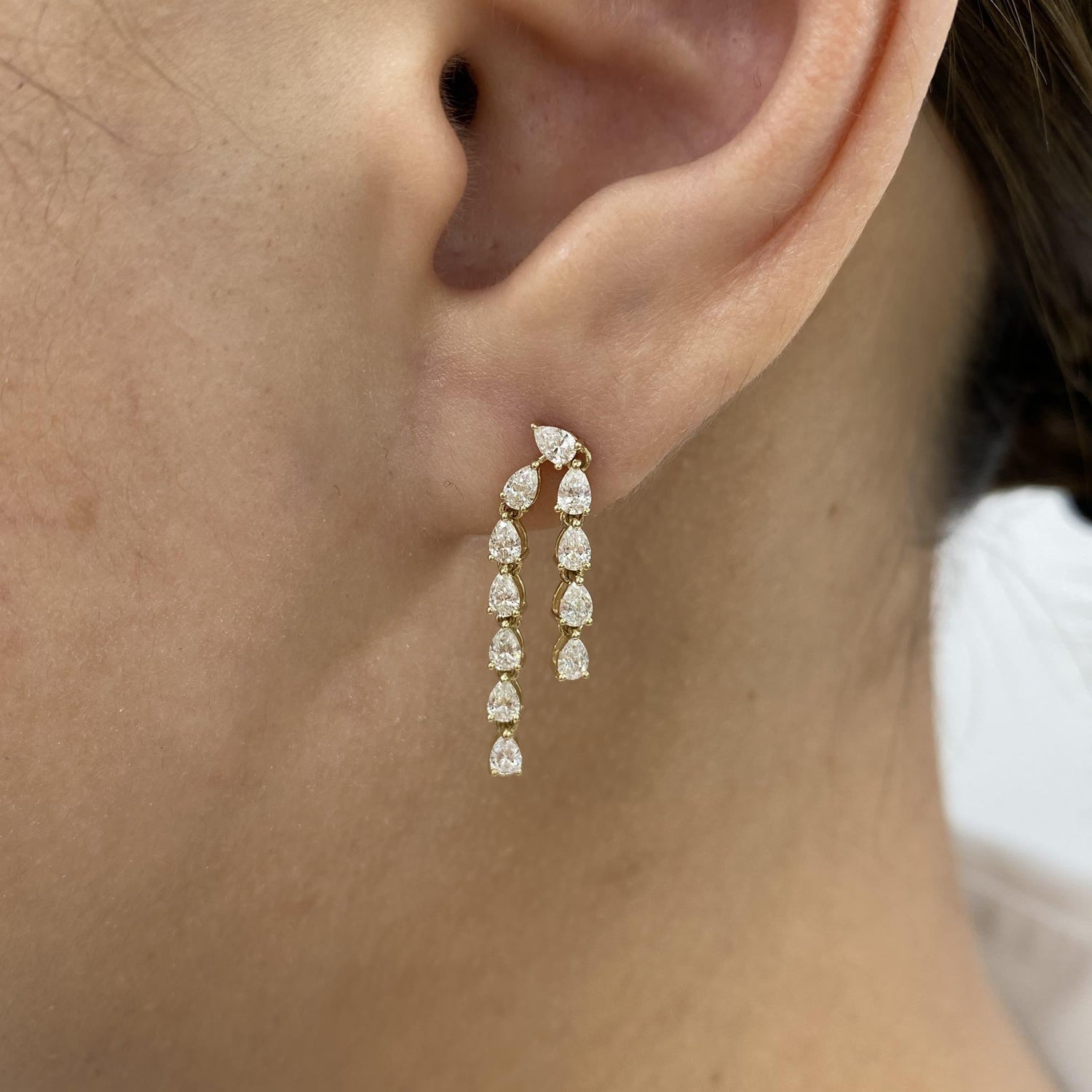 Brynn 1 Pear Lab-Grown Diamond Drop, Chain Earrings