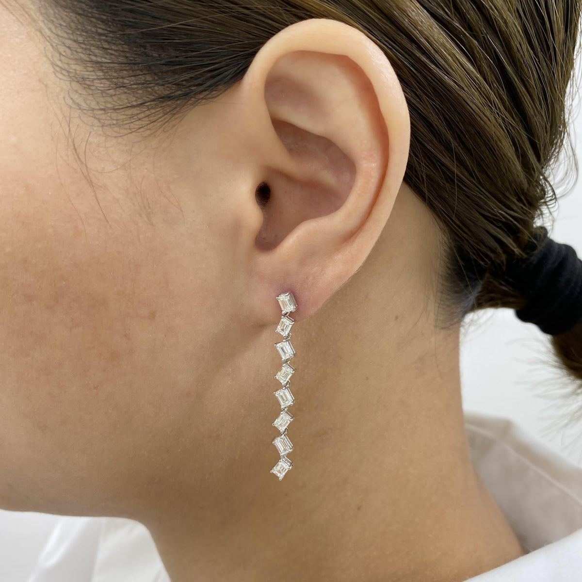 Shannon 2.6 Emerald Lab-Grown Diamond Drop, Chain Earrings
