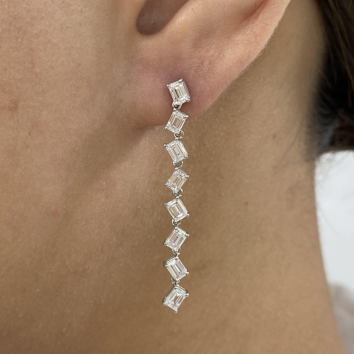 Shannon 2.6 Emerald Lab-Grown Diamond Drop, Chain Earrings