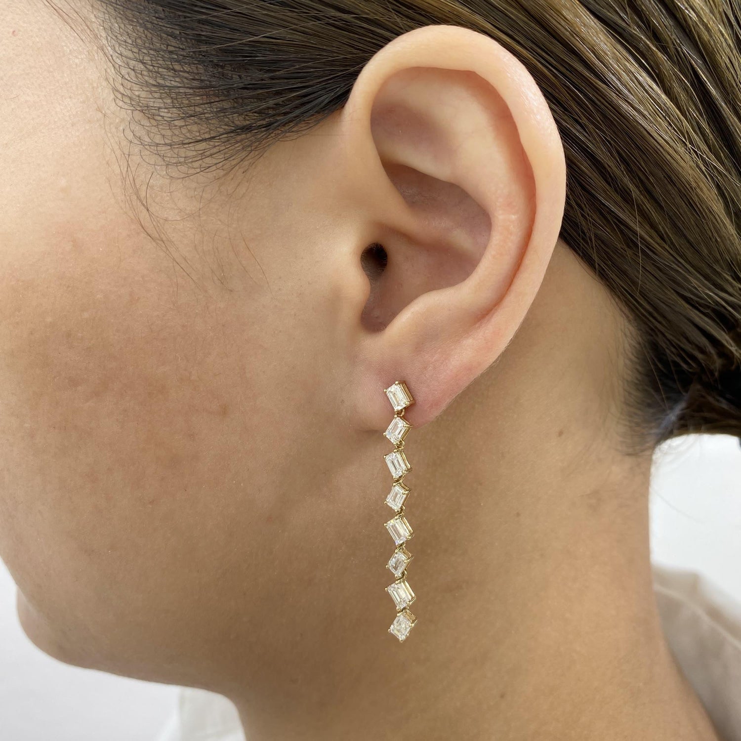 Shannon 2.7 Emerald Lab-Grown Diamond Drop, Chain Earrings