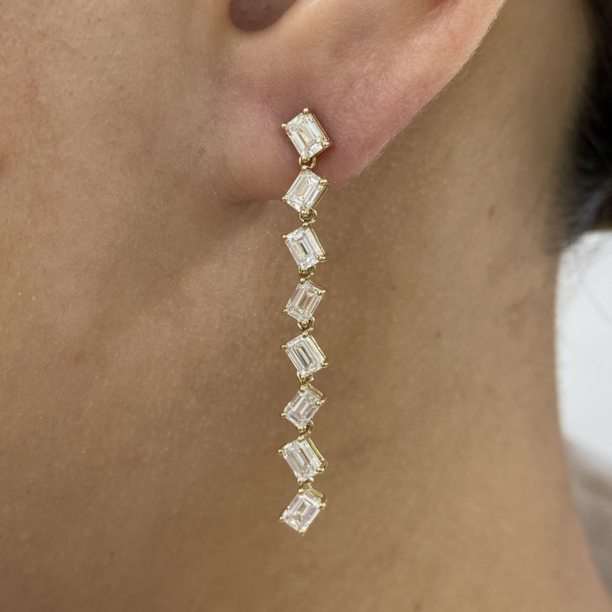 Shannon 2.7 Emerald Lab-Grown Diamond Drop, Chain Earrings
