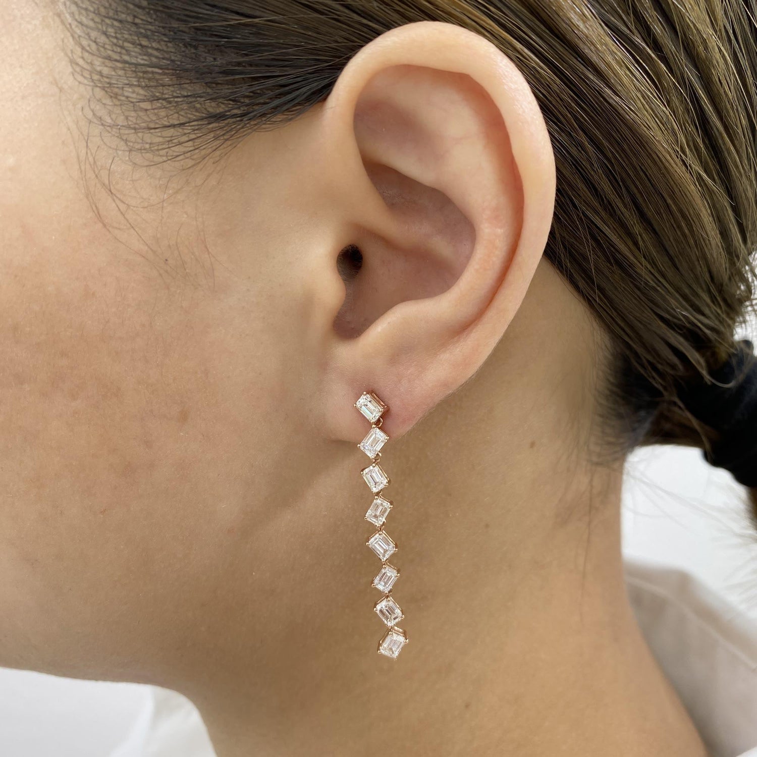 Shannon 3.2 Emerald Lab-Grown Diamond Drop, Chain Earrings