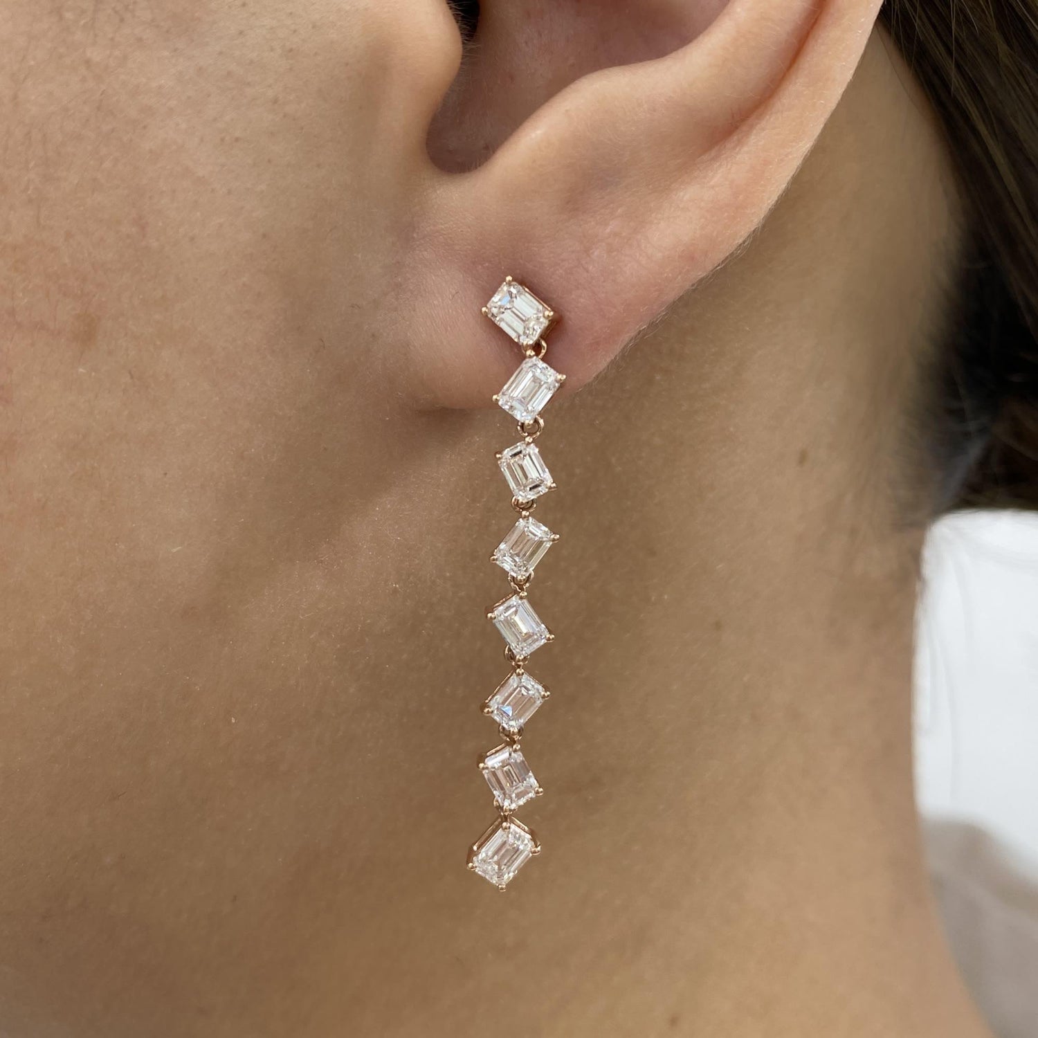 Shannon 3.2 Emerald Lab-Grown Diamond Drop, Chain Earrings