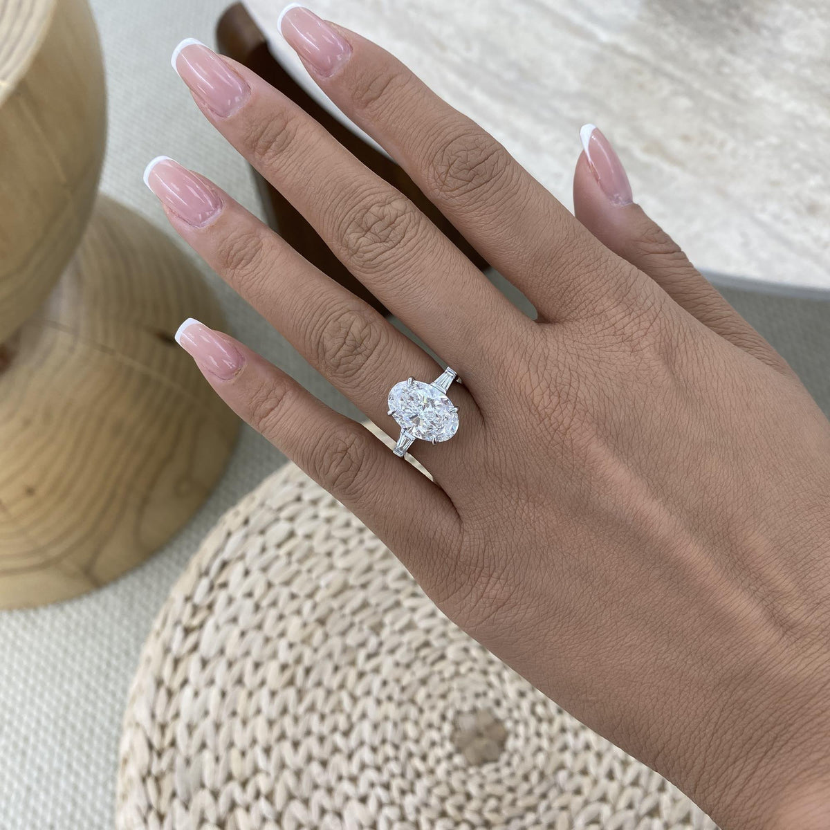 Renee 5.5 Oval Lab-Grown Diamond Three Stone Ring