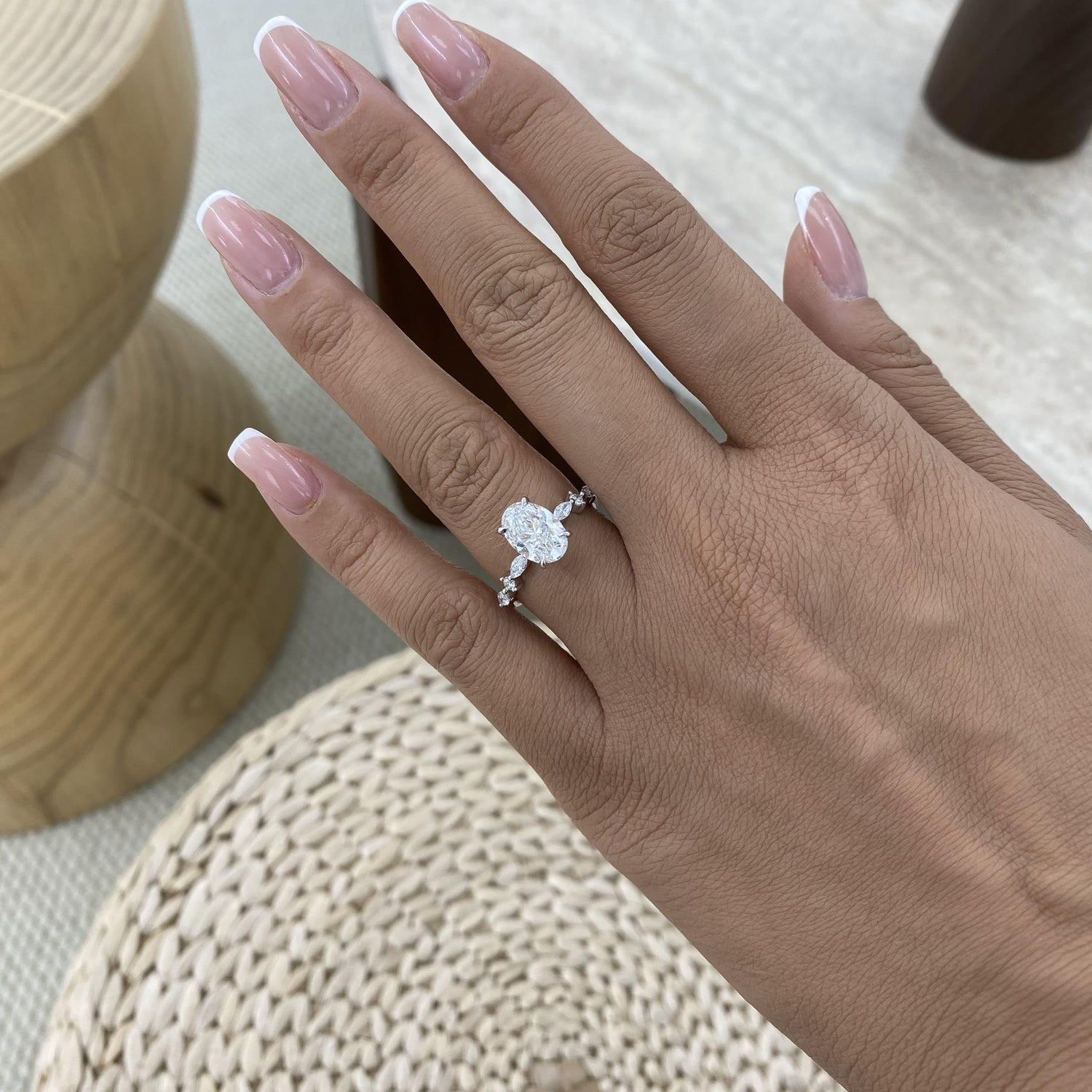 Kara 2.3 Oval Lab-Grown Diamond Side Stone Ring