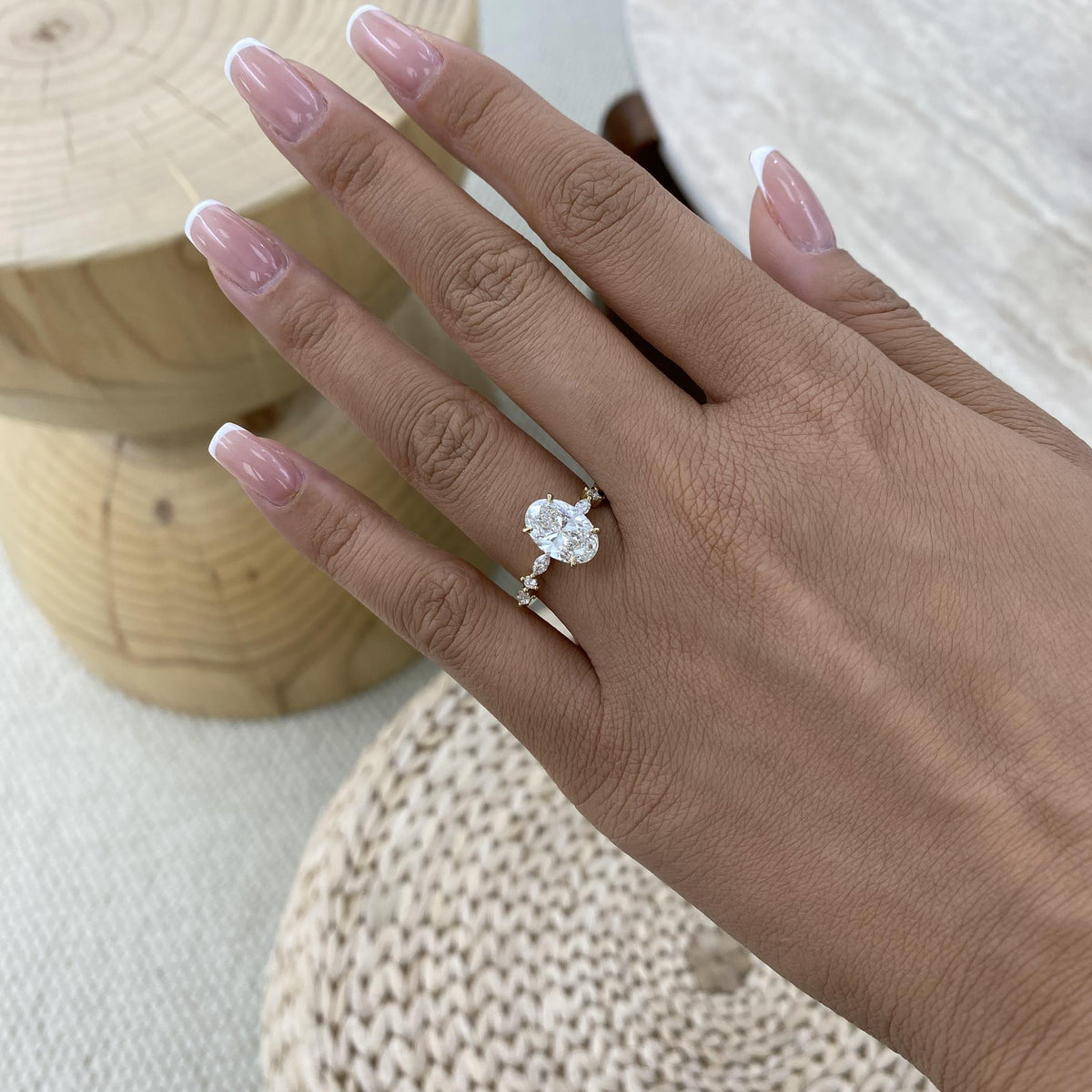 Kara 2.3 Oval Lab-Grown Diamond Side Stone Ring