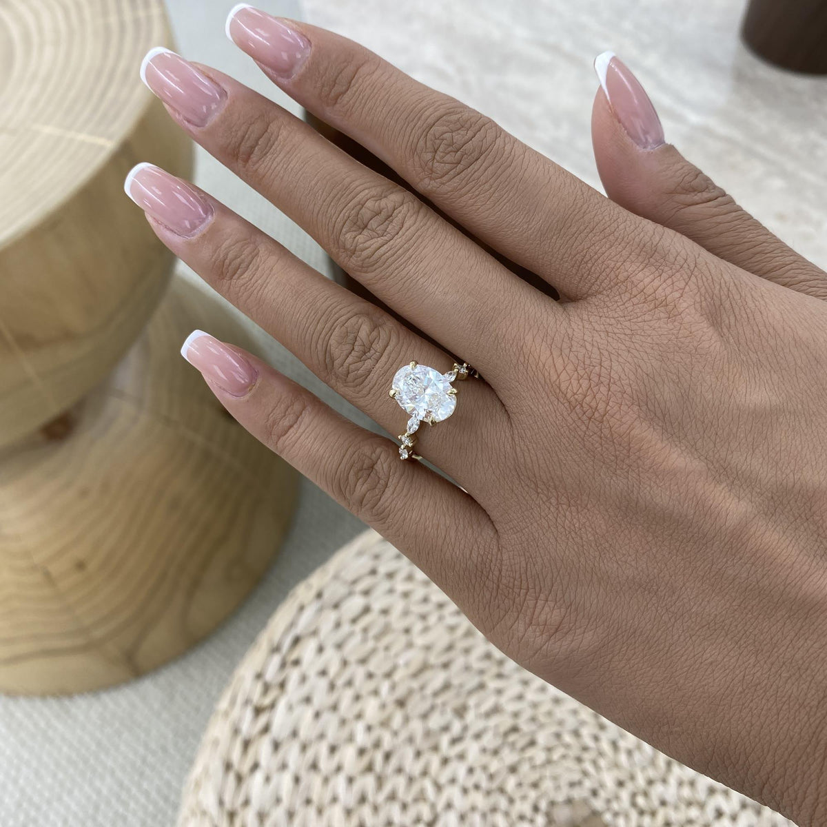 Kara 3.3 Oval Lab-Grown Diamond Side Stone Ring