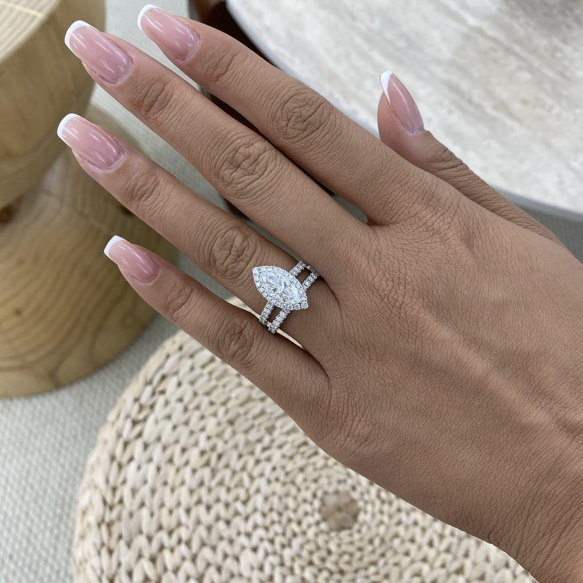 Kaia 2.5 Marquise Lab-Grown Diamond Bridal Set, Halo Ring