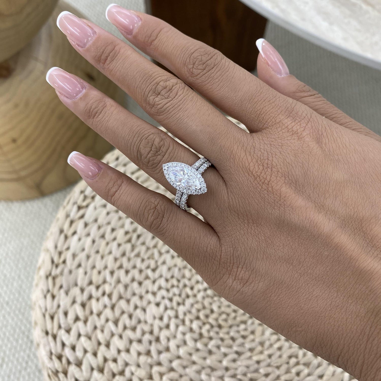 Kaia 3.2 Marquise Lab-Grown Diamond Bridal Set, Halo Ring