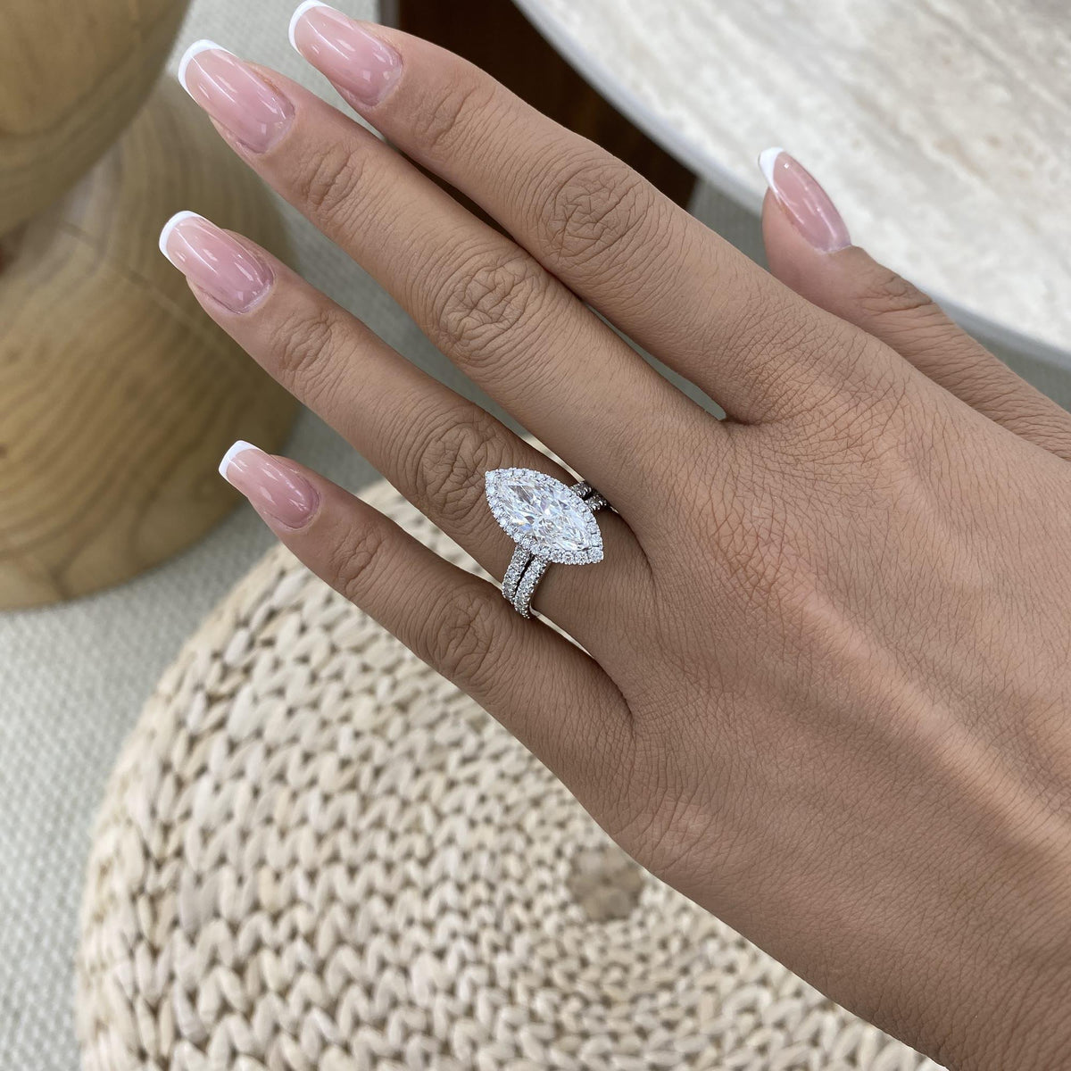 Kaia 3.7 Marquise Lab-Grown Diamond Bridal Set, Halo Ring