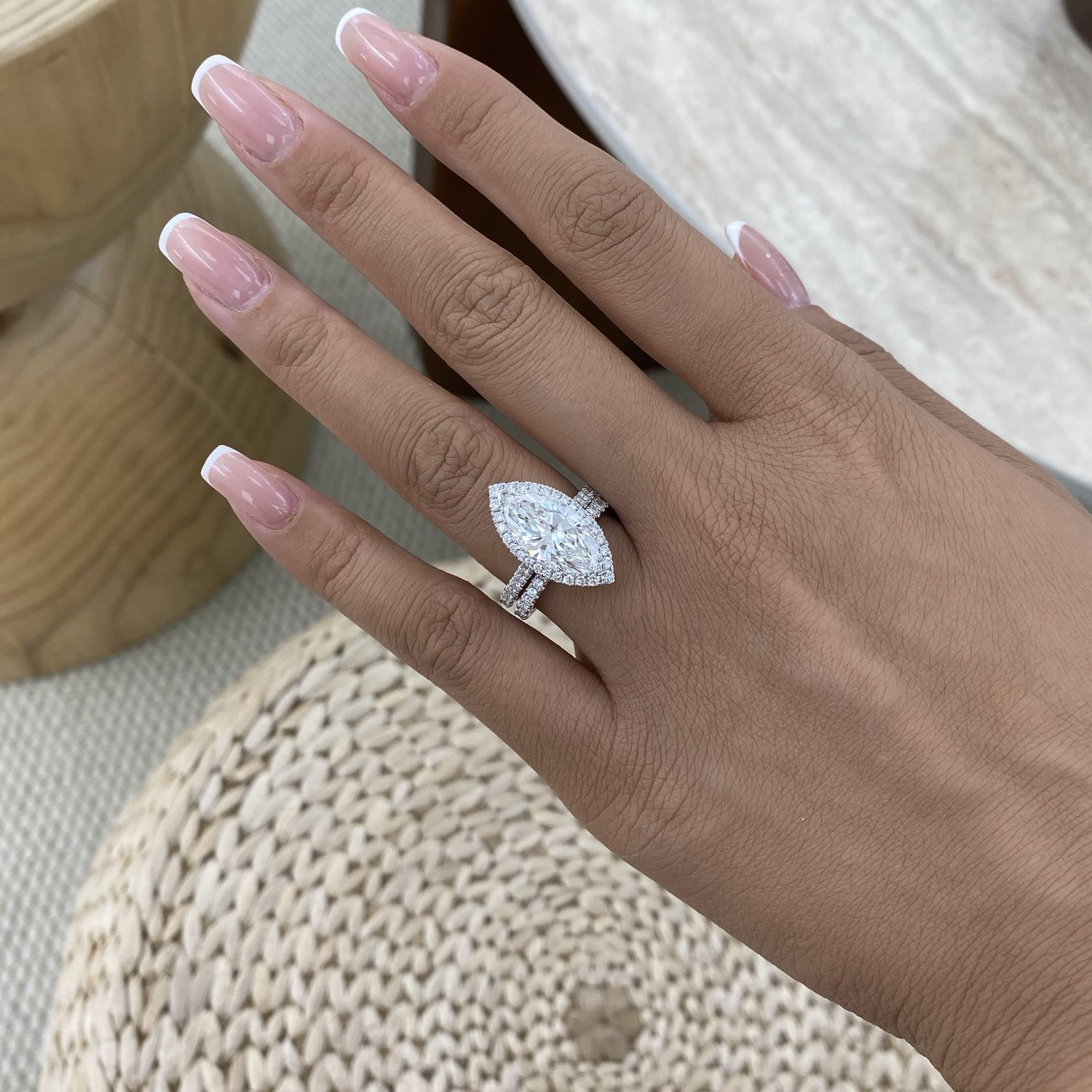 Kaia 5.1 Marquise Lab-Grown Diamond Bridal Set, Halo Ring