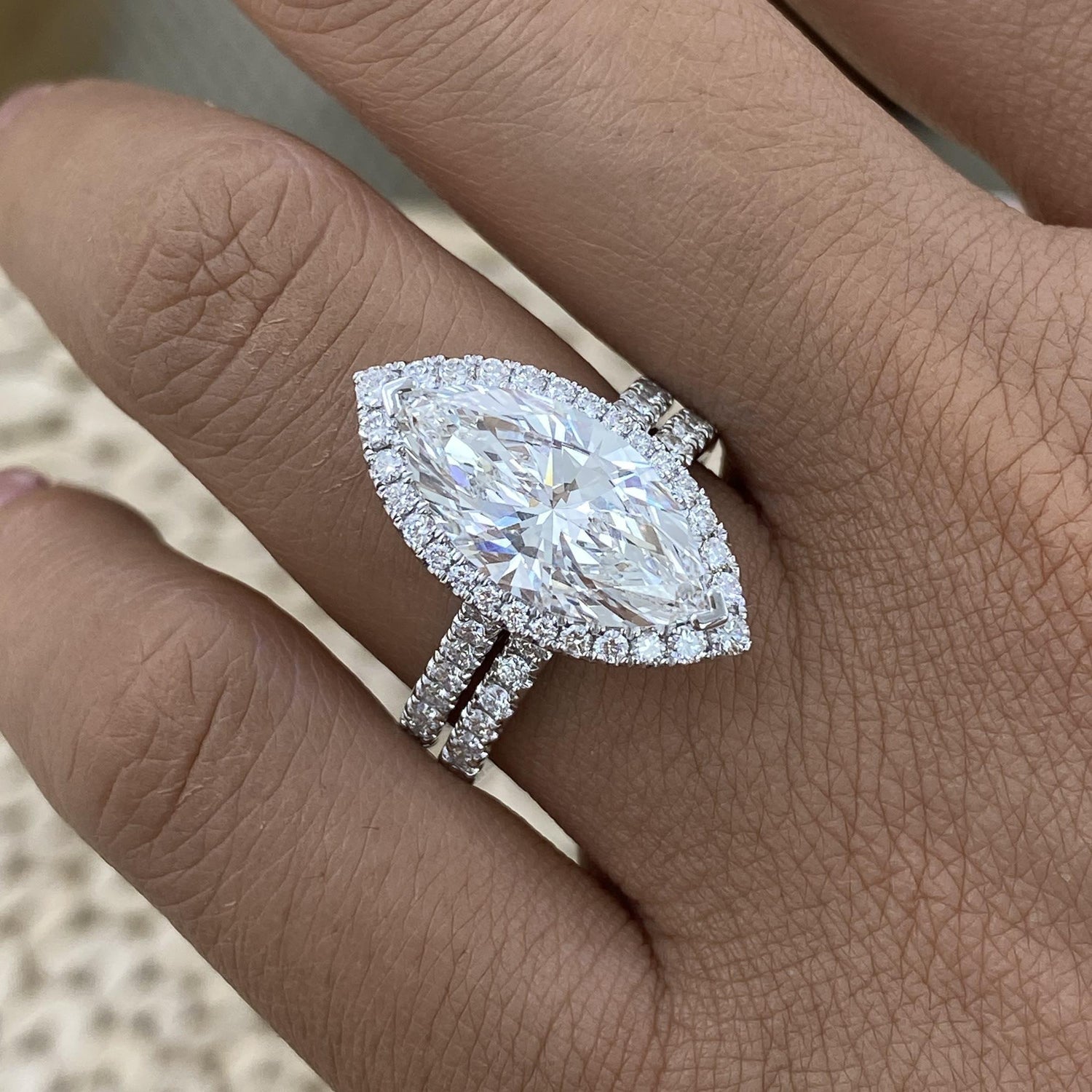 Kaia 5.1 Marquise Lab-Grown Diamond Bridal Set, Halo Ring