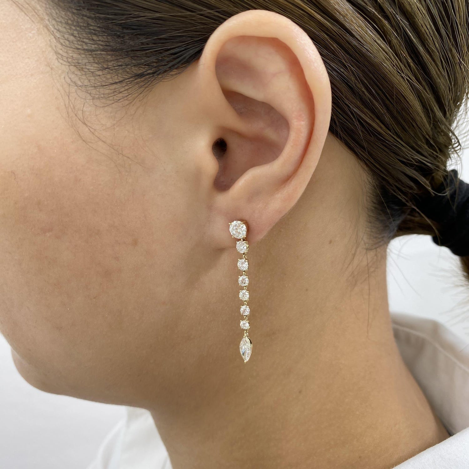Kelly 2.8 Round Lab-Grown Diamond Drop, Chain Earrings