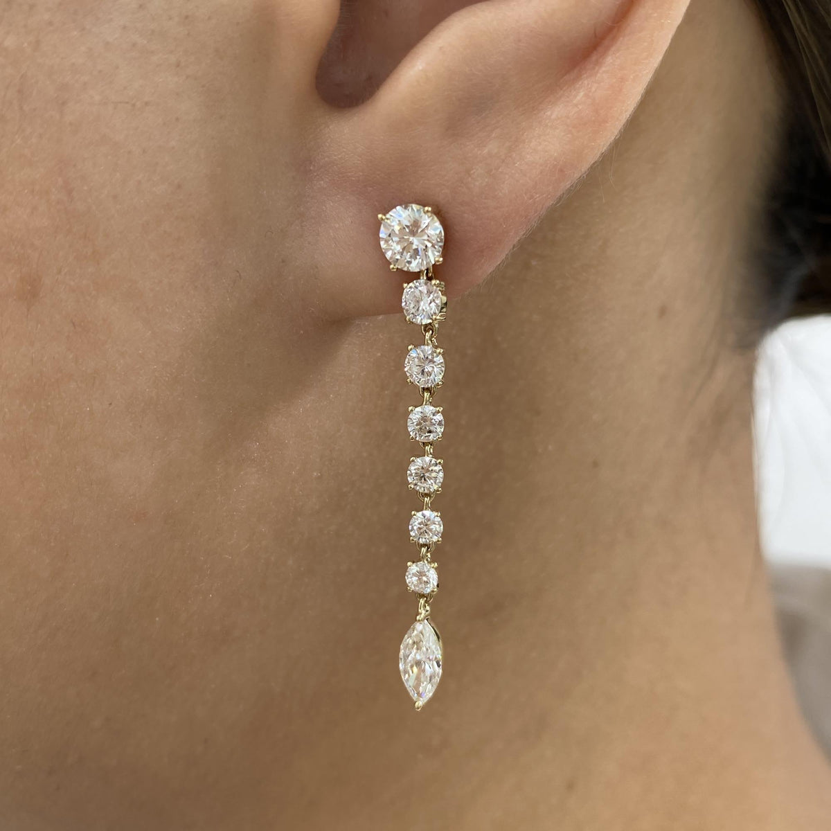 Kelly 2.8 Round Lab-Grown Diamond Drop, Chain Earrings