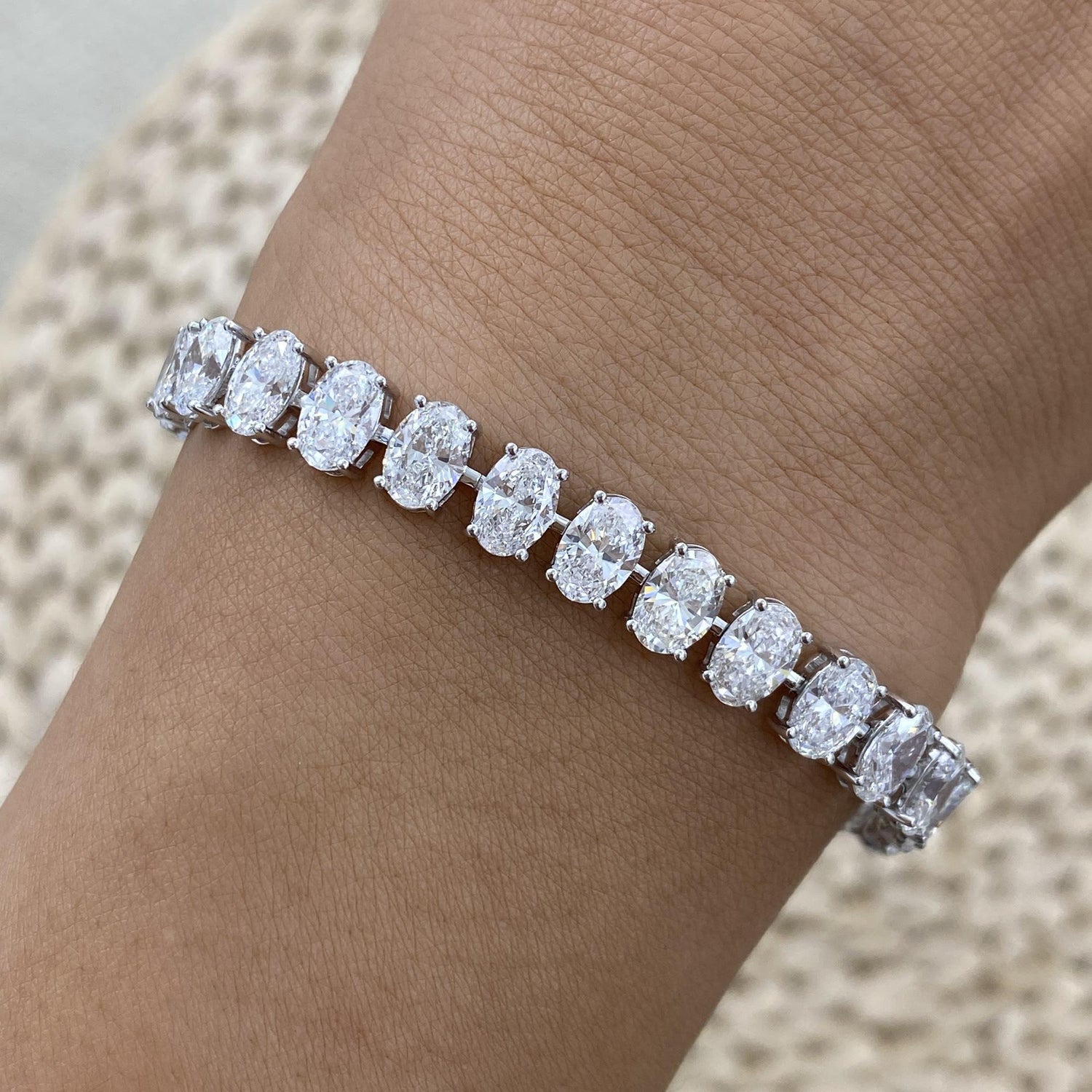 Tiffany 14.5 Oval Lab-Grown Diamond Tennis, East West Bracelet