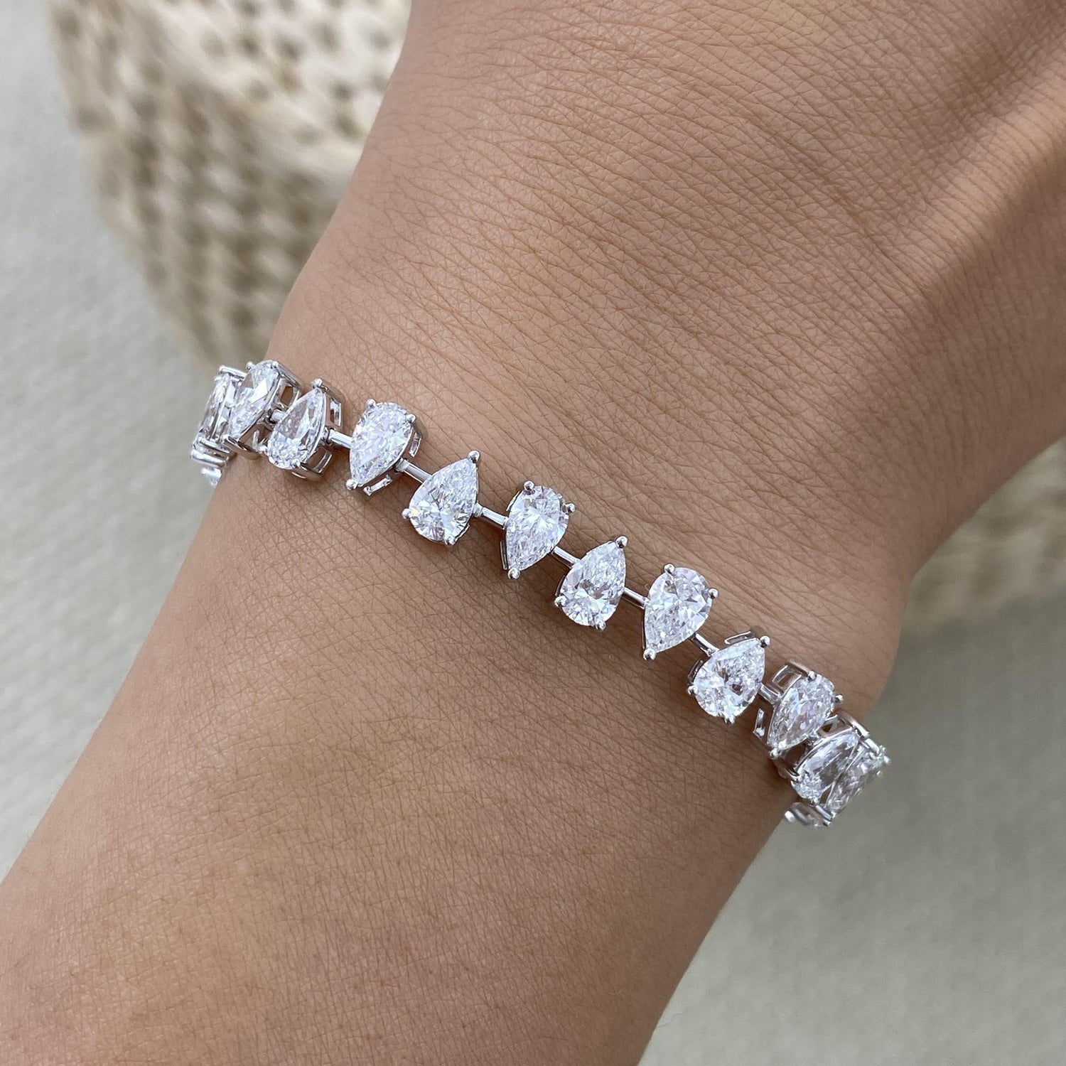 Tiffany 9.9 Pear Lab-Grown Diamond Tennis, East West Bracelet