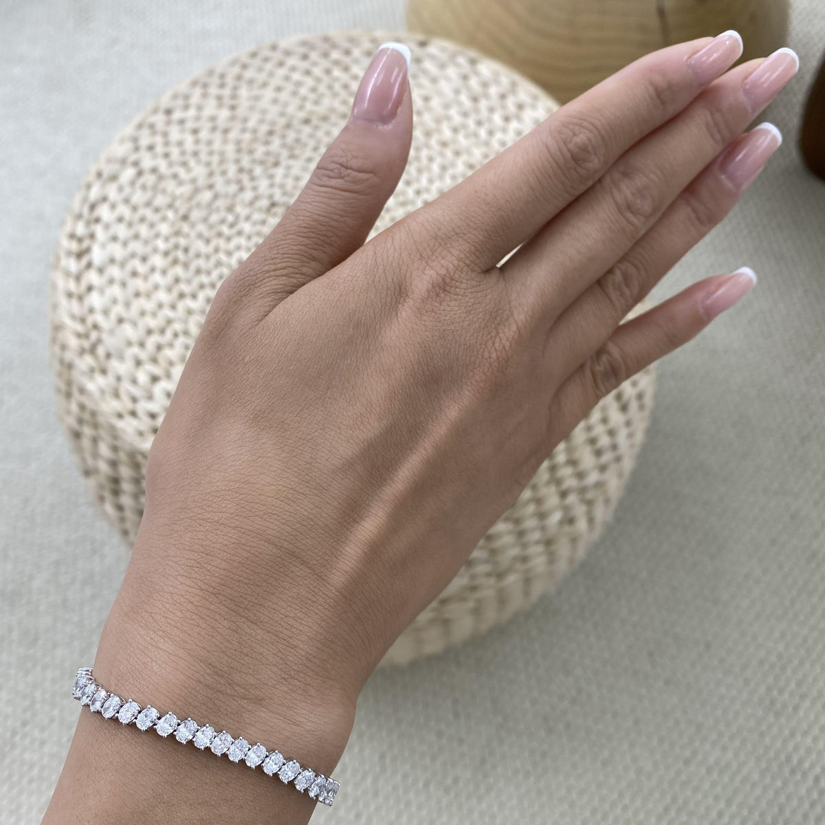 Michelle 6.9 Oval Lab-Grown Diamond Tennis Bracelet