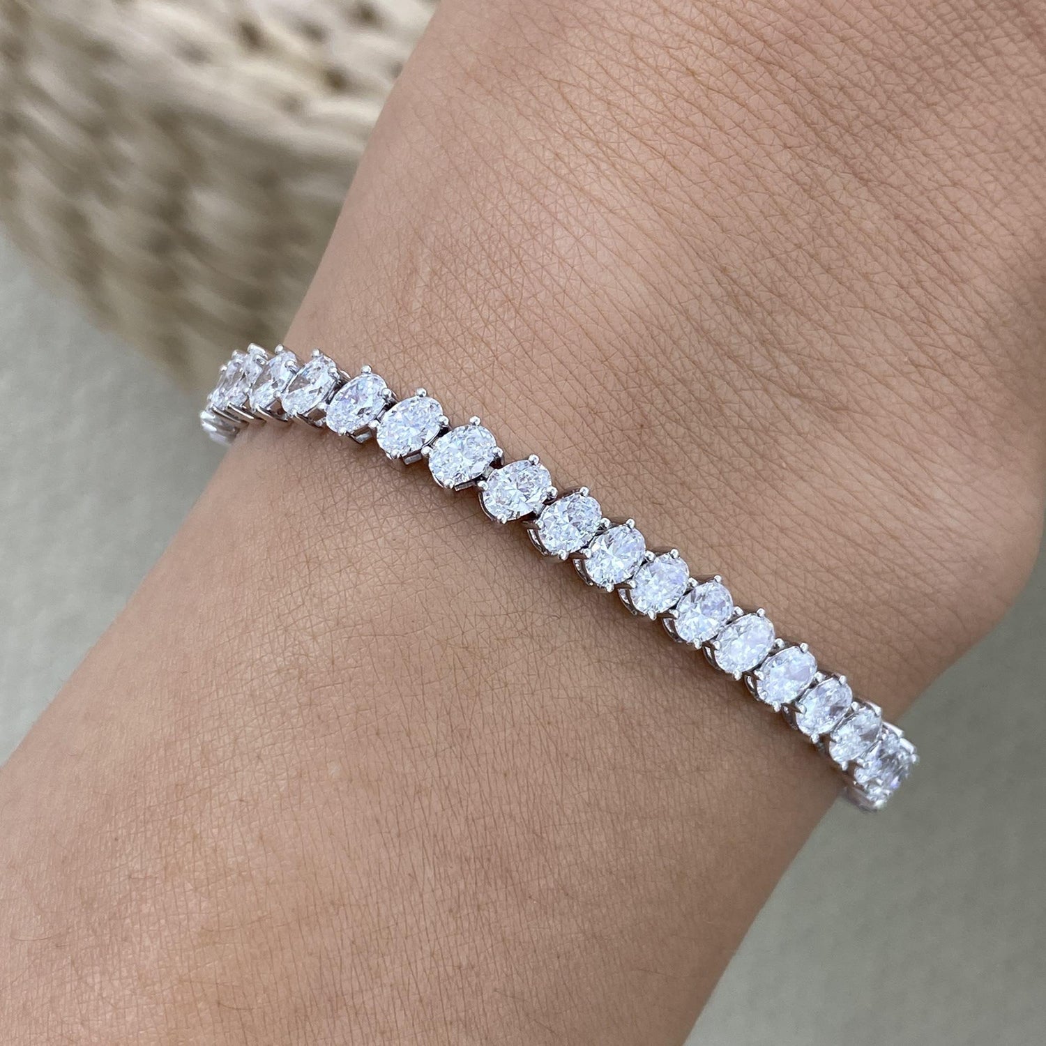 Michelle 6.9 Oval Lab-Grown Diamond Tennis Bracelet