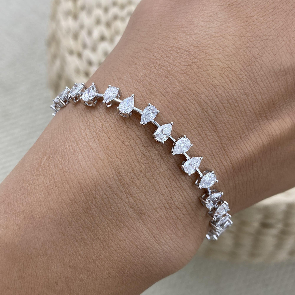 Tiffany 6.3 Pear Lab-Grown Diamond Tennis, East West Bracelet