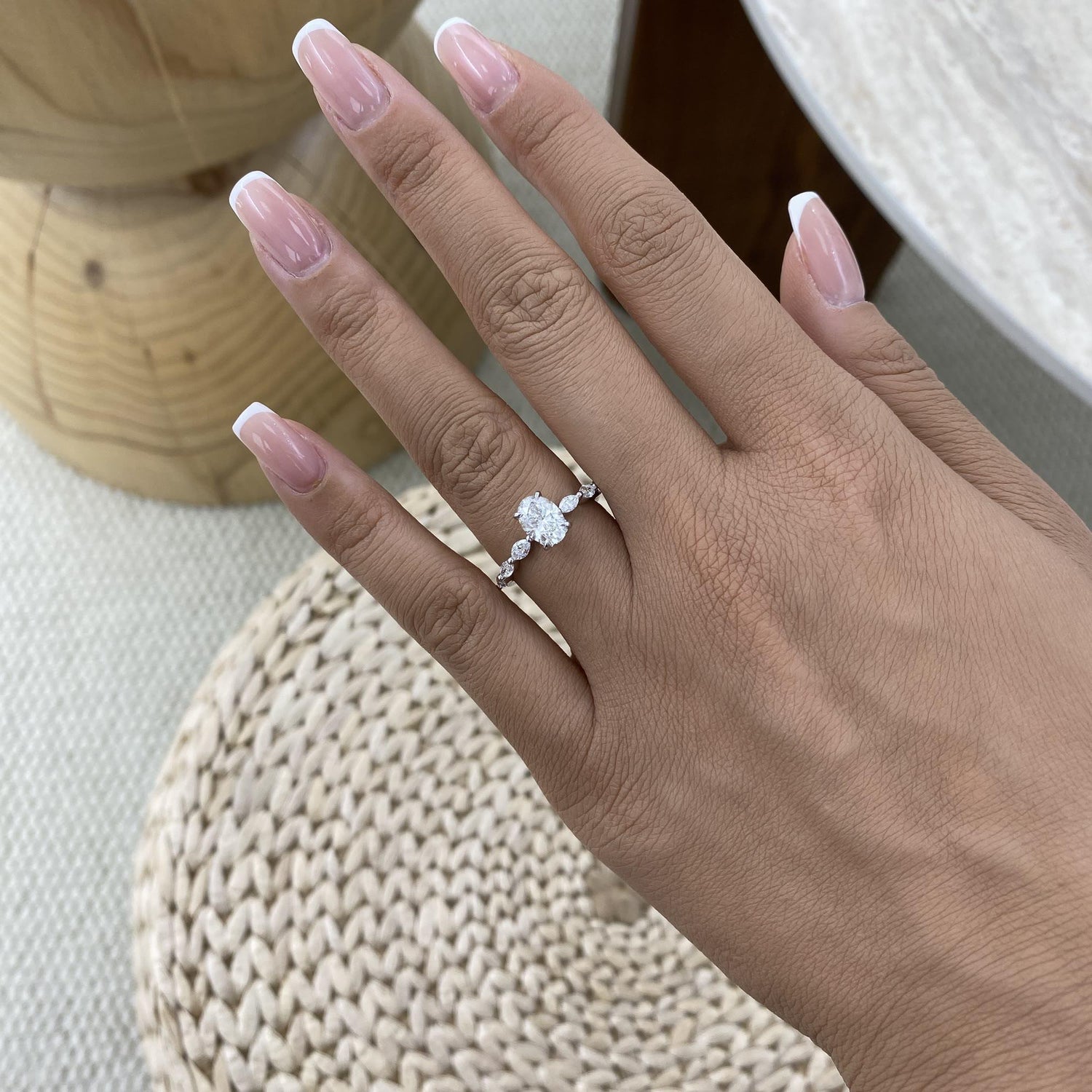 Presley 1.5 Oval Lab-Grown Diamond Side Stone Ring