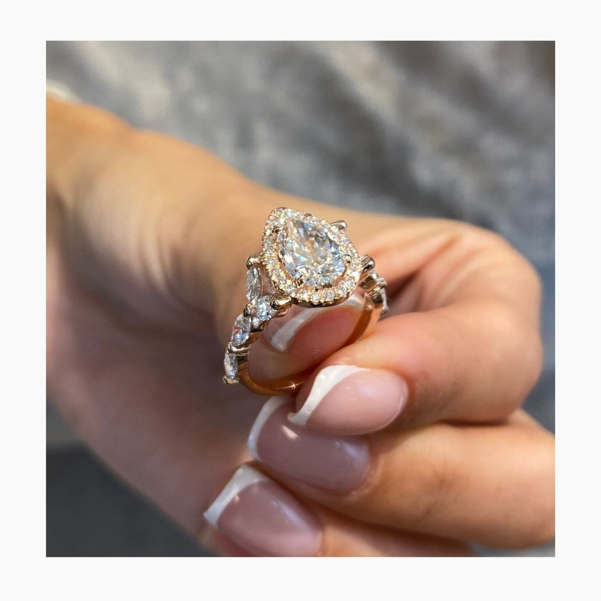 Jessie 3.1 Pear Lab-Grown Diamond Halo,Side Stone Ring
