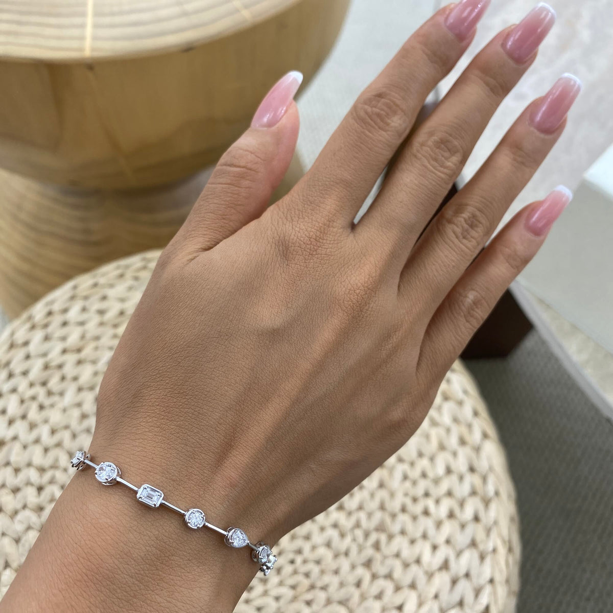 Nicole 2.3 Oval Lab-Grown Diamond Bezel, Station Bracelet