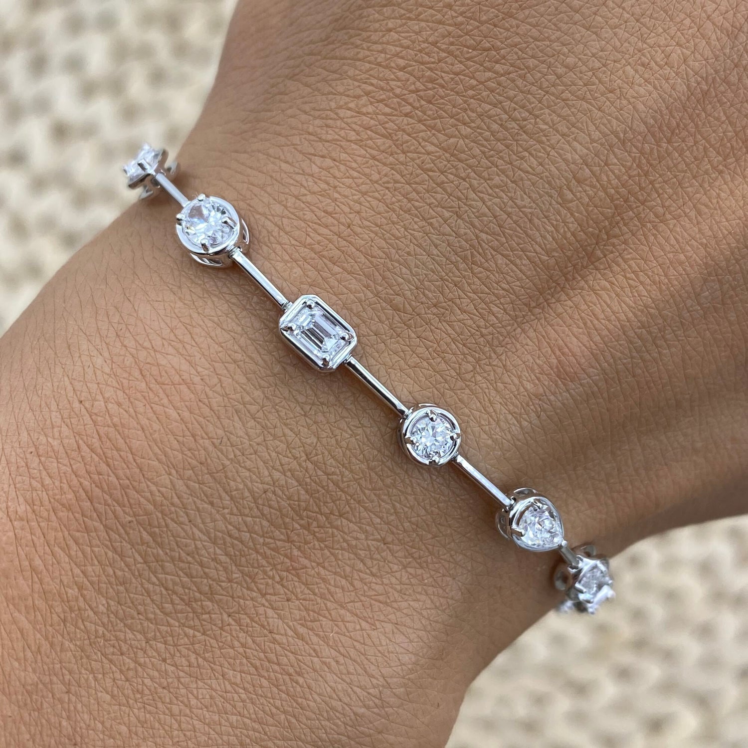 Nicole 2.3 Oval Lab-Grown Diamond Bezel, Station Bracelet